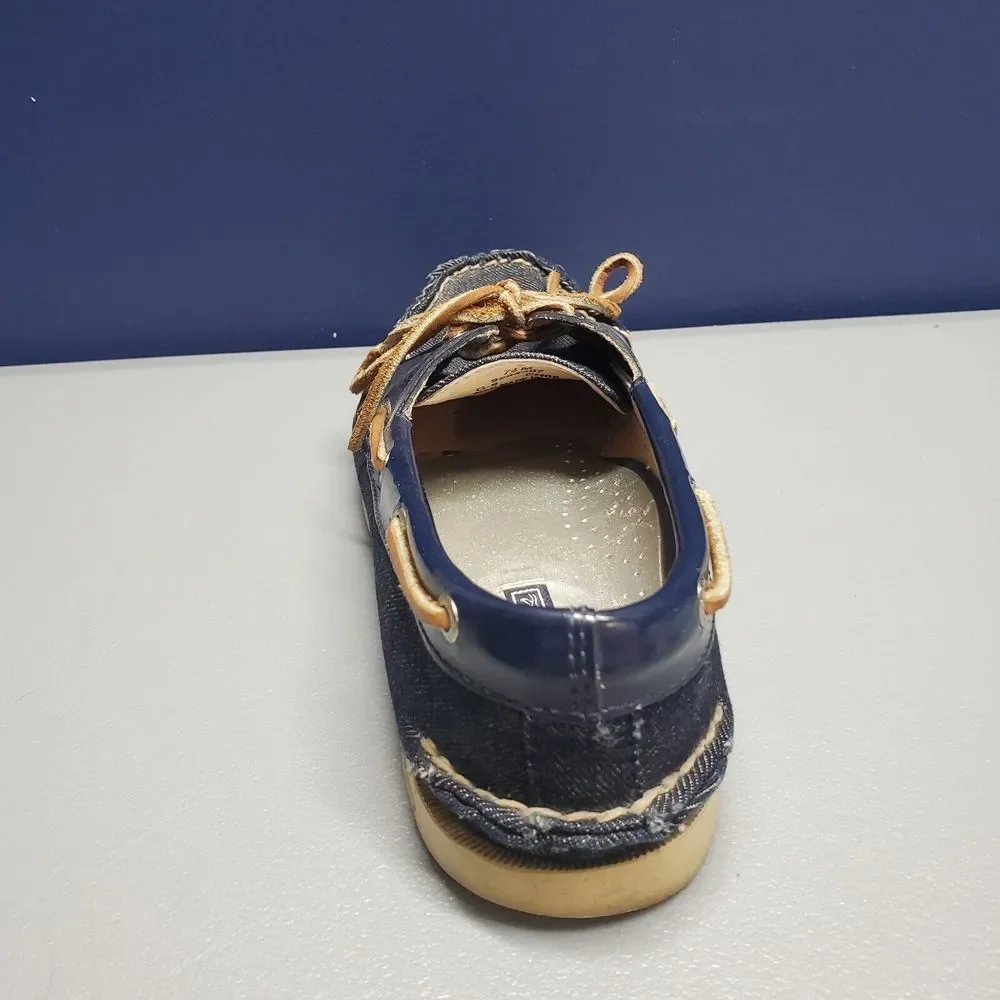 SPERRY Top Sider Angelfish Boat Shoes Women 7.5 Navy Denim 2 Eye Slip On 9294307
